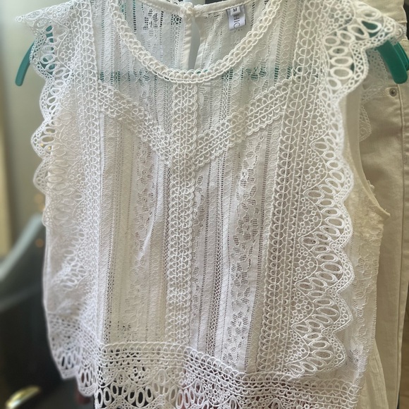 FALL Boho Crochet Lace Top in Eggshell - Picture 1 of 7